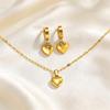 High Quality Heart Shape Earrings Necklace Set Gold Plated Love Earrings Necklaces Stainless Steel Set Jewelry Gift for Mother