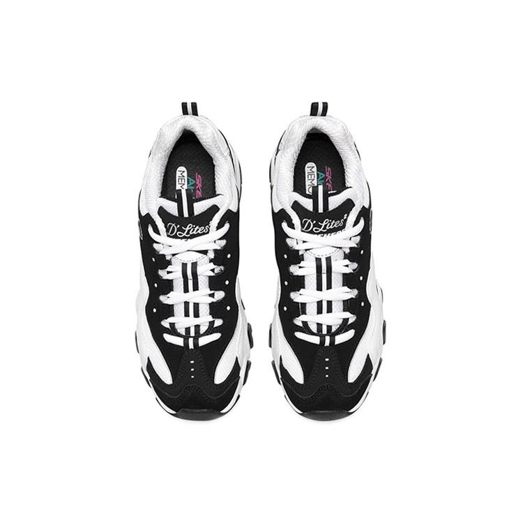 Skechers D'LITES 2.0 Synthetic Leather, Split Cow Leather, Leather Cushioning Abrasion Resistant Height Increasing 12493-BKW