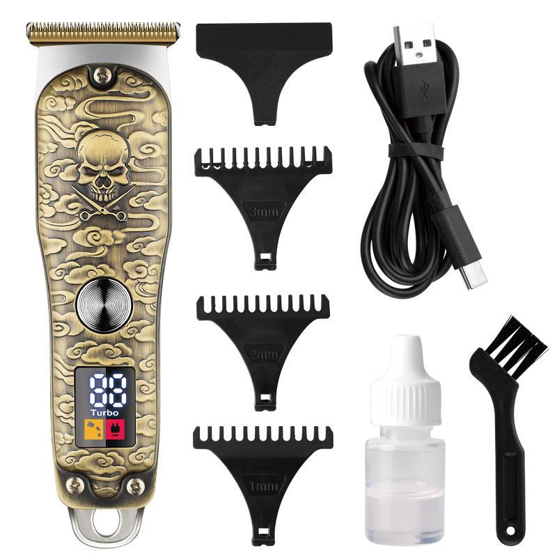 Bronze Rechargeable Hair Clipper Set with Digital Display - Hair Salon Electric Clipper
