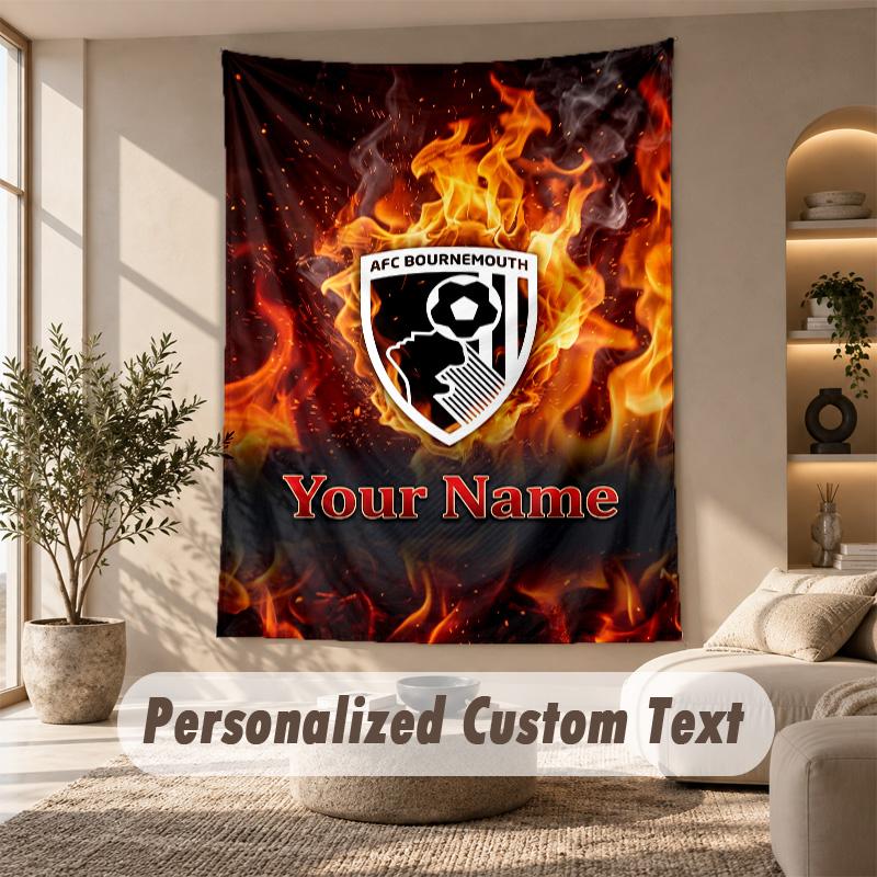 Tapestry Custom Name Text, Wall Hanging Tapestry Home Room DecorBournemouth Football