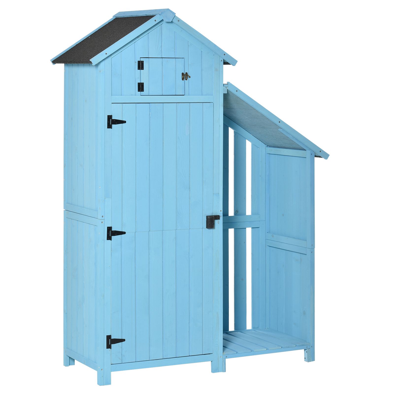 Abri de jardin en bois Armoire de rangement de jardin avec espace pour bûches Toit étanche en asphalte et porte verrouillable Organisateur étroit pour outils 130 X 55 X 180 Cm
