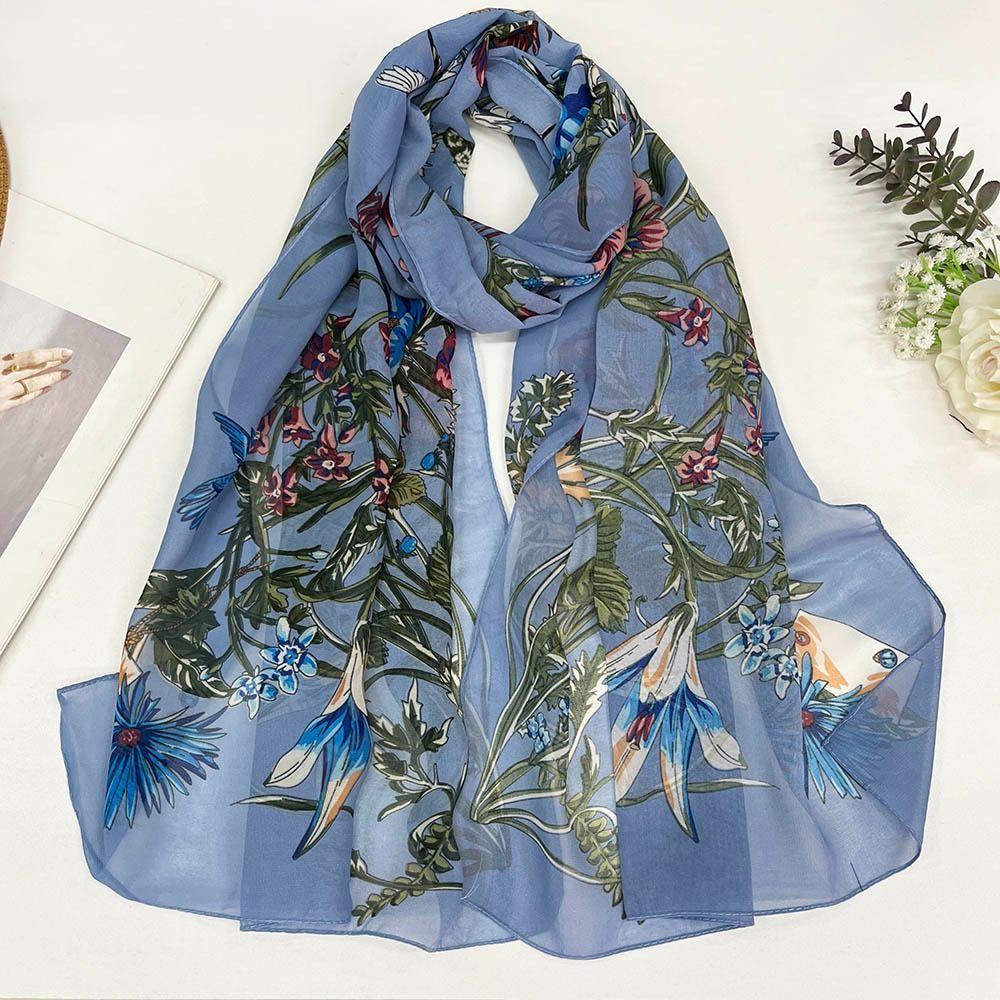 Sun-Resistant Silk Scarf Breathable Long Wraps Durable Bandana for Women