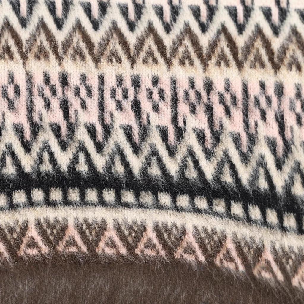 European and American style, French style, women's clothing, fashionable and versatile color-rubbing effect jacquard knitted sweater 9598207