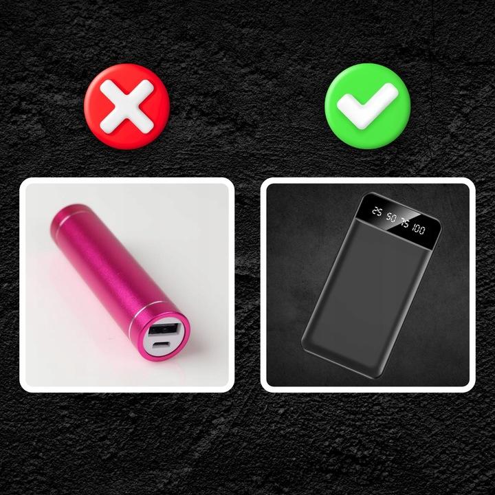 Duży Mocny Szybki Powerbank Ładowarka 10000Mah 2Xusb Usb-C Latarka Led Slim