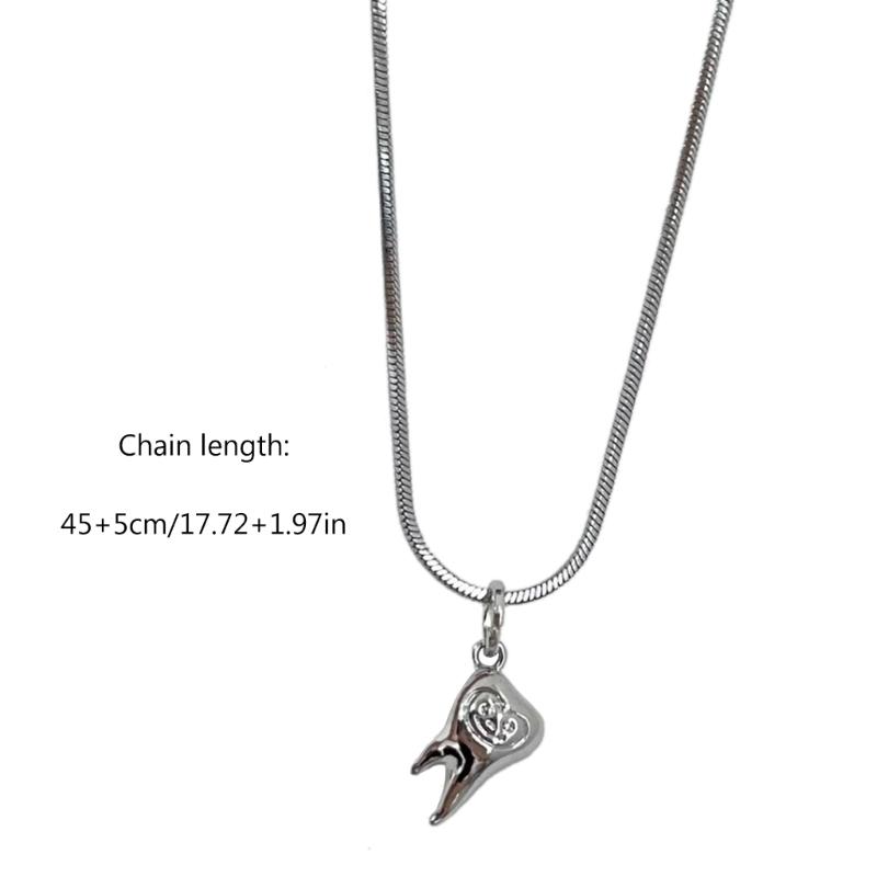 Adjustable Length Clavicle Chain Trendy Vintage Teeth Pendant Necklace Decor