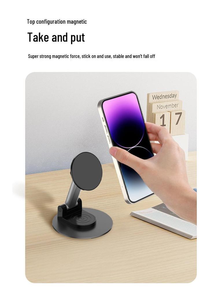 Magnetic Phone Holder: 360° Rotating Stand for MagSafe Tablets & Phones