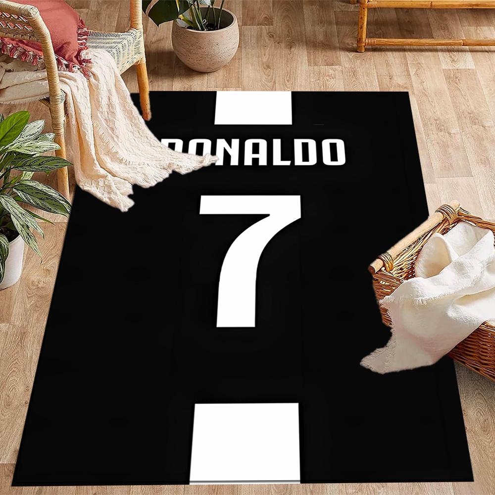 Ronaldo's Legendarische Nummer 7 Thema Anti-Slip Vloerkleden - Polyester Woondecoratie, Geschikt voor Slaapkamers, Woonkamers, Entrees, Studio's en Decoraties