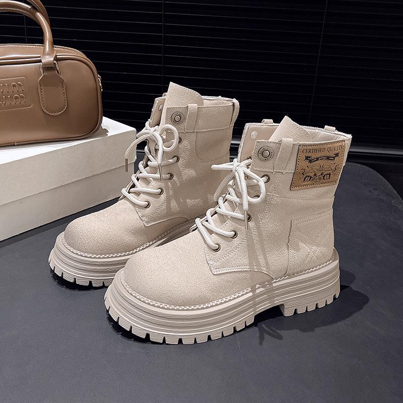 Tooling Martin Boots Short Boots Women's 2025 New Platform Spring and Autumn Boots Fried Street Matte Leather Retro Polished Rhubarb Boots