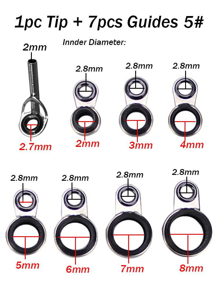 

Telescopic Fishing Rod Guide Ring Set Complete Repair Kit for Sea Rock Fishing Pole Durable Tip Replacement Parts Professional Pole Rebuild Accessory