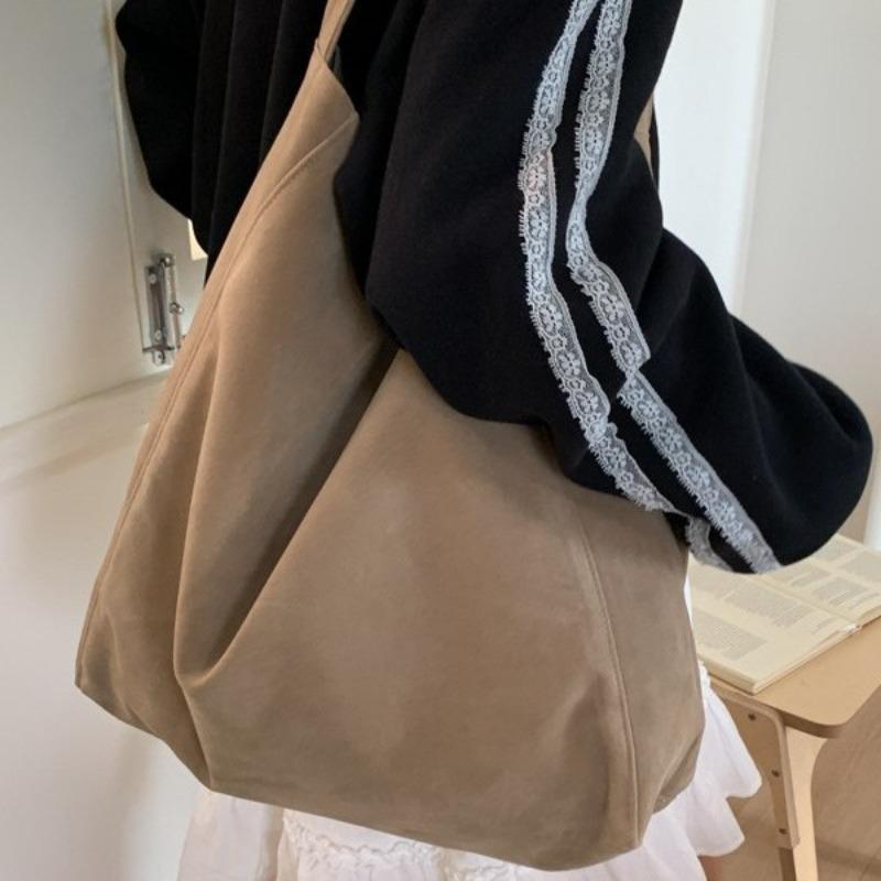 Autumn and winter new suede tote bag large capacity commuter casual shoulder bag fashionable versatile simple women's bag