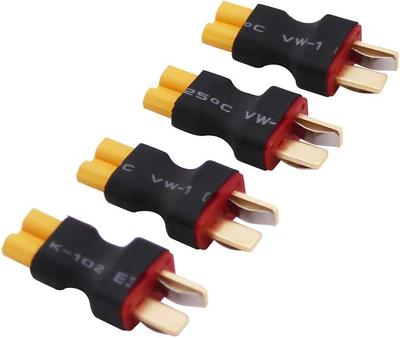 4 Stück XT30 Buchse auf Deans T-Stecker Adapter – Sichere und Zuverlässige Verbindung – Für RC-Modelle und Elektronikprojekte, Gelb