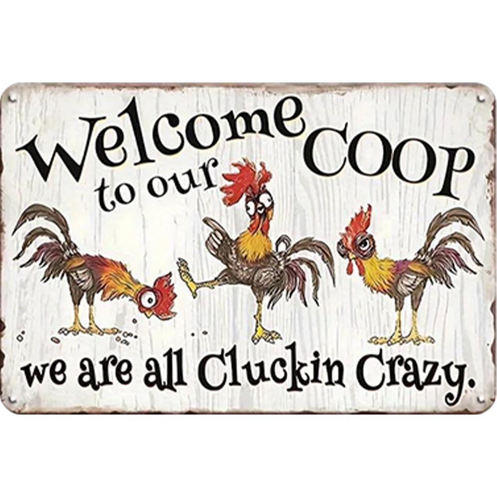 Vintage Chicken Metal Tin Sign 2D Metal Wall Art Poster for Home Bar Decoration