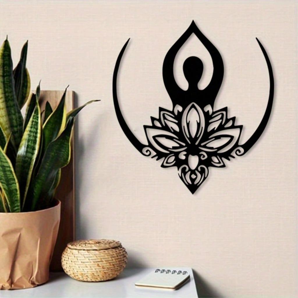 Lotus Zen Metal Wall Art Vintage Iron Openwork Meditation Decor Buddhist Inspired Gift for Yoga Studio