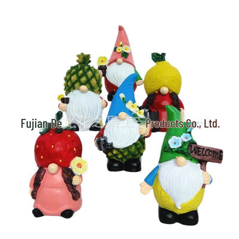 **Creative Fruit-Shaped Resin Gnome Ornaments for Garden**