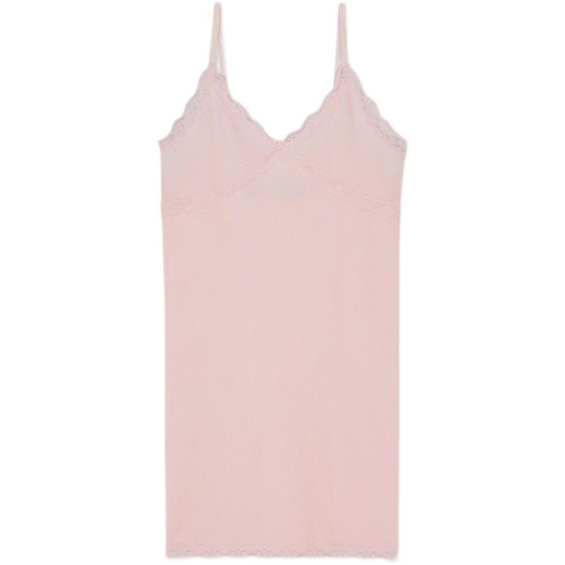 

Британское платье-комбинация с кружевными бретелями Cream powder (No. 3 color XXS