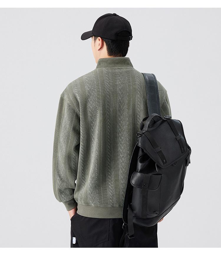 2025 Men's Plus Size Heavyweight Hoodie: Autumn/Winter, Half-High Collar, Casual Loose Fit