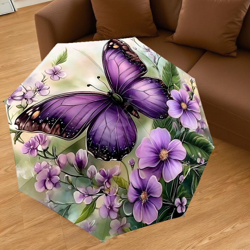 1PC Butterfly FlowersAutomatic Open/Close Umbrella with Windproof, 8-Rib Sturdy Canopy, Durable Ribs, Fashionable Design, Outdoor Accessory, Fun Prin,