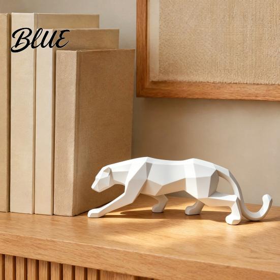 Luxury Home Office Modern Minimalist Geometric Ornament Cheetah Statues 3D Durable PLA Sculpture Decor Stone Texture Art Statue for
