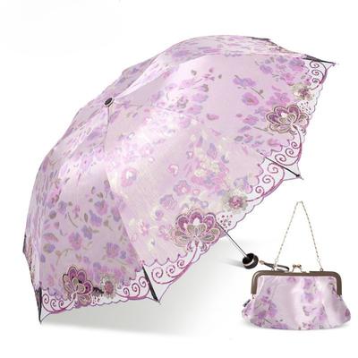 Sonnenschutz UV-Schutz Stickerei Sonnenschirm Frauen Stickerei Vinyl Sonnenschirm Wetter Regen UPF50 +