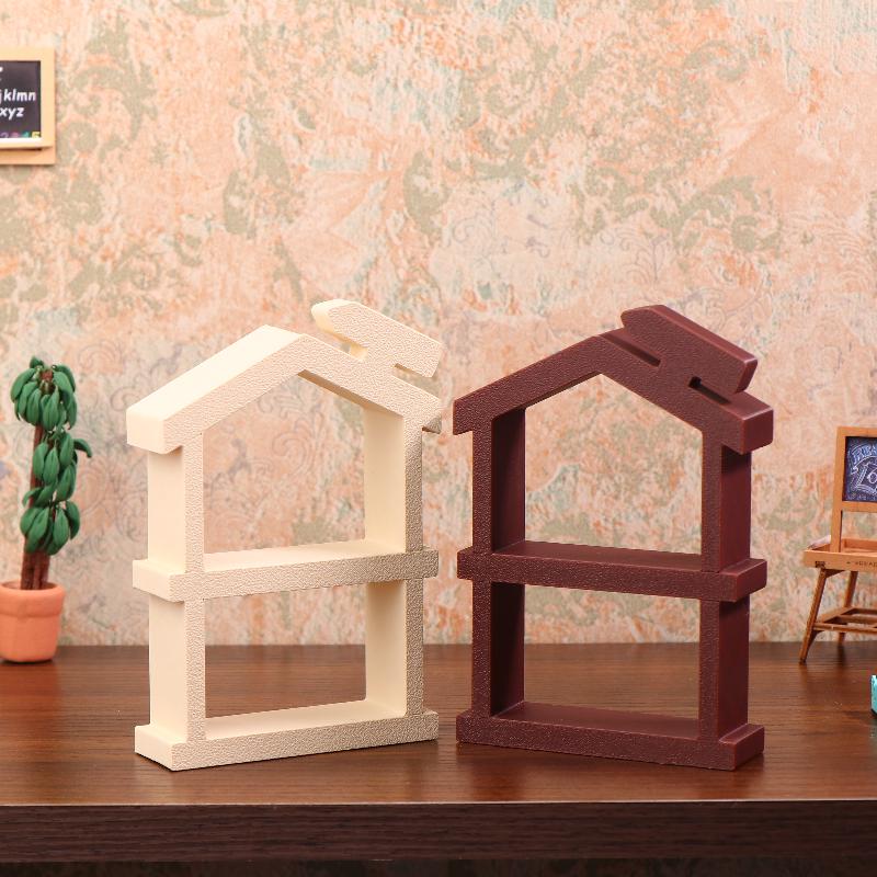 1/12 Dollhouse Simulation Double Layer Bookshelf Display Rack Model Doll Home Study Furniture Decor Toy Dolls House Accessories