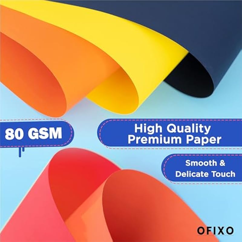 Ofixo 50 Pcs Color Sheets Copy Printing Papers/Art And Craft Paper A4 Sheets Double Sided Colored Origami Folding Paper