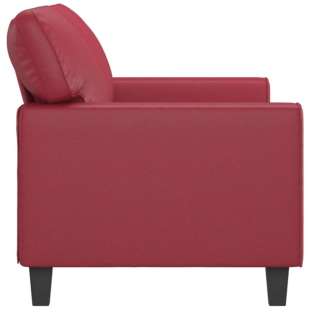 2 Seater Sofa Burgundy Red 140 cm Faux Leather