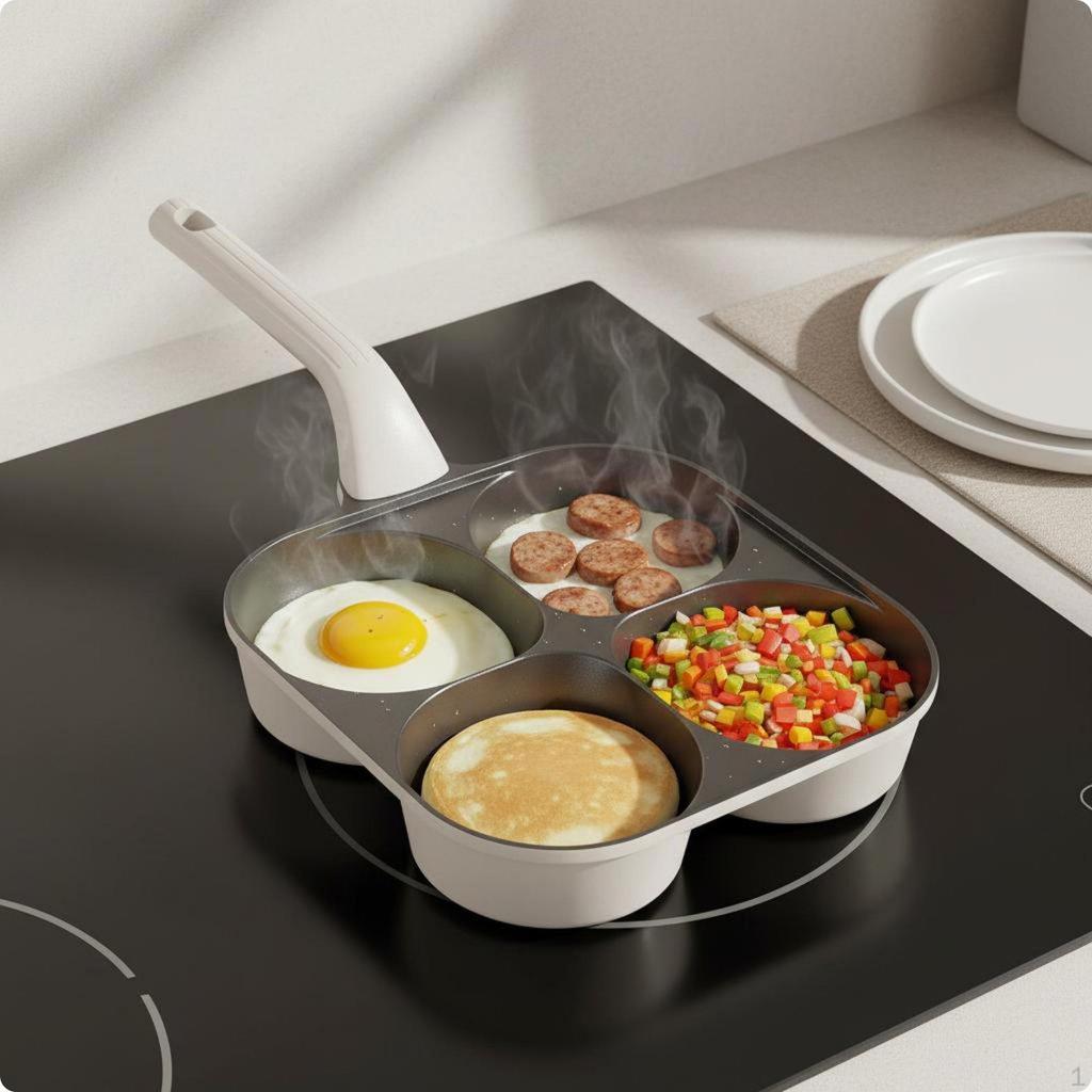 4Cup Breakfast Pan CeramicReinforced Coating Egg MultiSection Design Nonstick Skillet