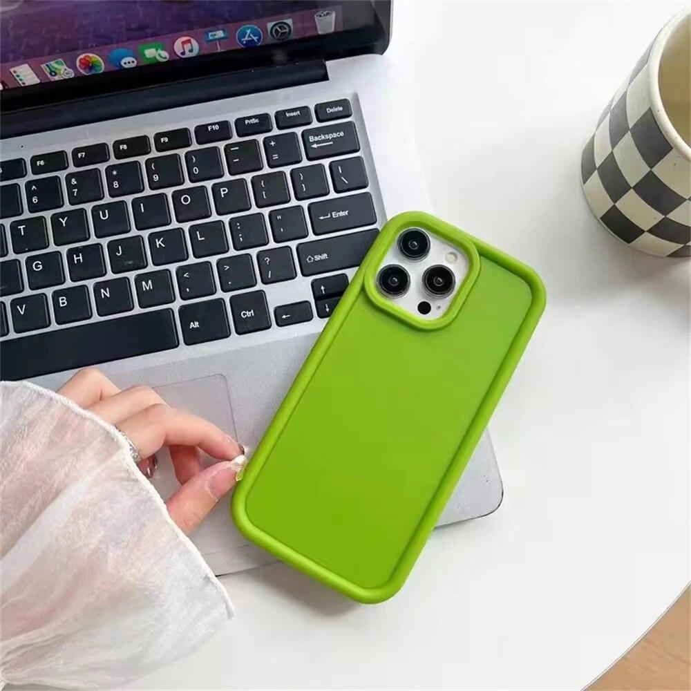 

Чохол Cute Macarons Color Matte Case для iPhone 11 12 13 Pro MAX 7P XR XS Skin Touching Soft Silicone TPU Shockproof Slim Coque For iPhone 15 Plus зелений