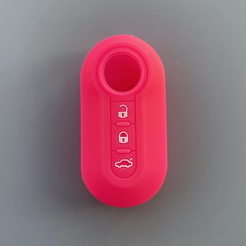 Silicone car key cover case shell for Fiat 500 Punto Panda  Bravo 3 button foldingKey Car Accessories