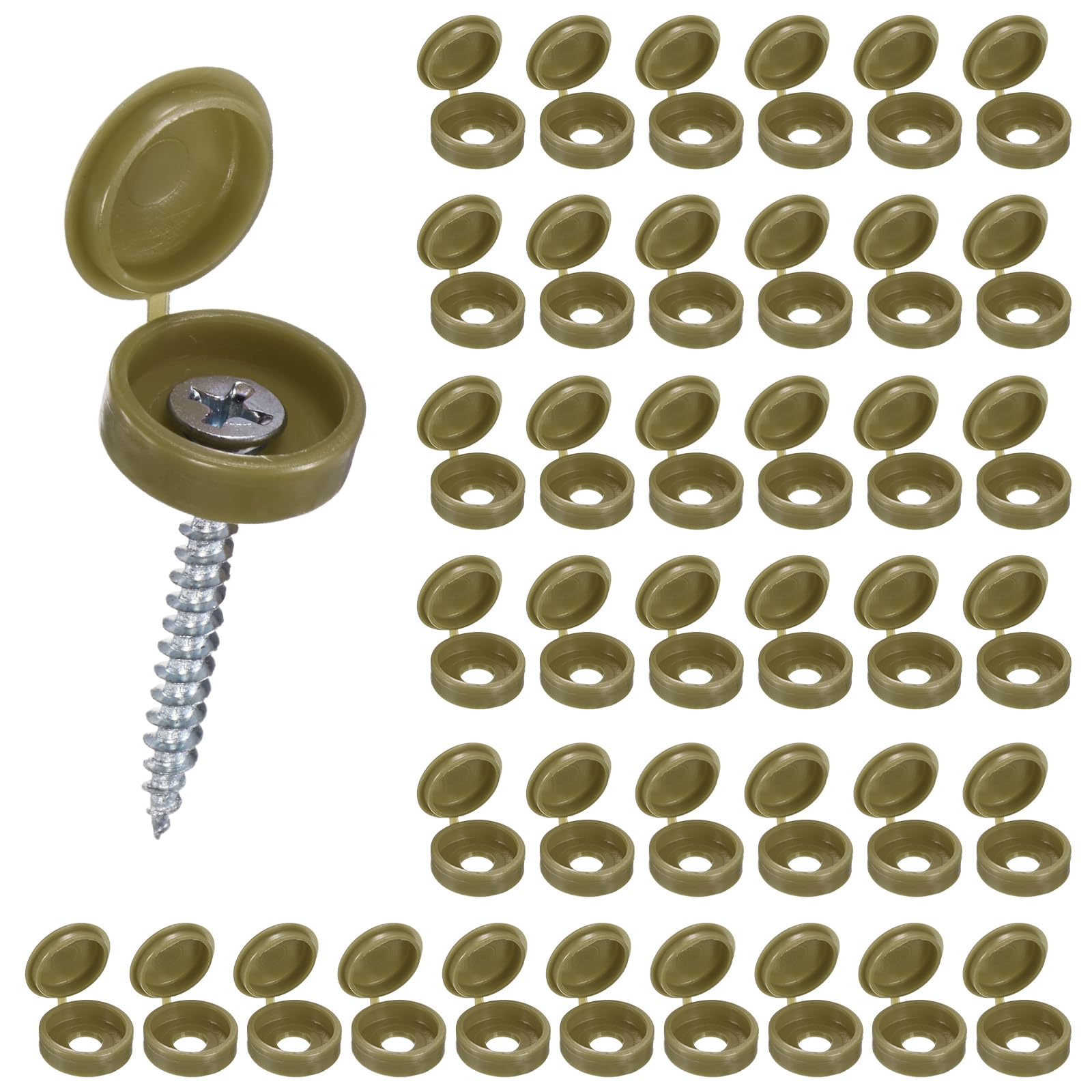 

M METERXITY 200pcs Plastic Hinged Screw Cover Caps 6mm Shutter Screw and Cap Folding 6mm коричневий