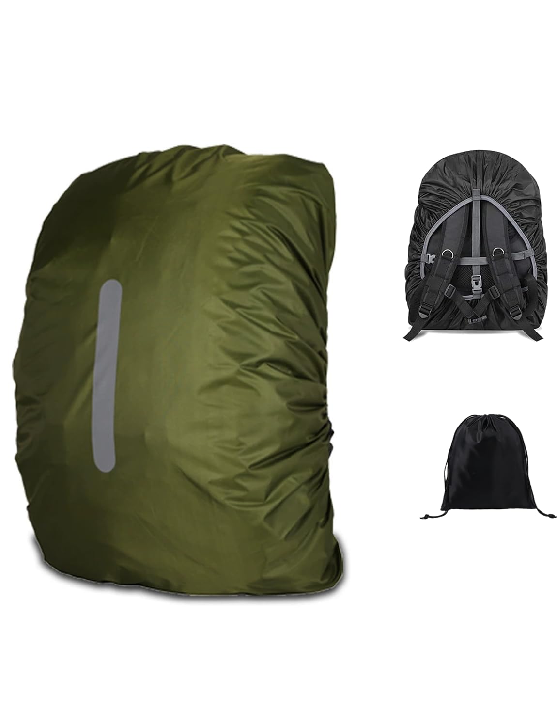 

Водонепроницаемый чехол от дождя для рюкзака для рюкзака С 2x четырьмя водонепроницаемыми осенними перекрестными пряжками для фиксации в ночном мешке для хранения 6 цветов на выбор 5 размеров XXL зелёный