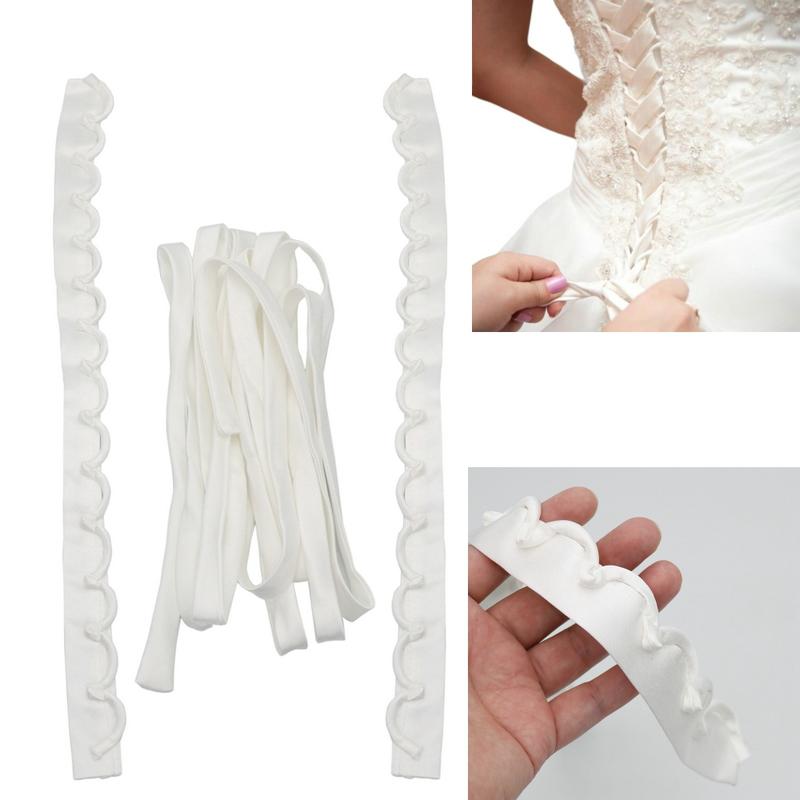 3PCS/Set Satin Wedding Dress Zipper Replacement Adjustable Corset Back Kit Lace-Up Ribbon Ties DIY Craft Wedding Dress