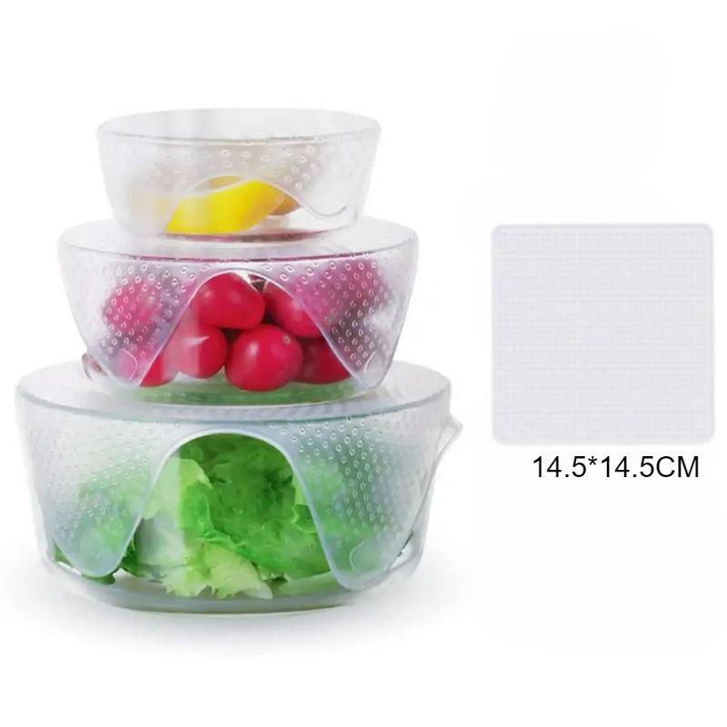 

1шт силиконовые многоразовые крышки для хранения продуктов питания, пластиковая пленка, крышка от брызг в микроволновой печи, можно мыть в посудомоечной машине, кухонные принадлежности 14.5*14.5cm прозрачный