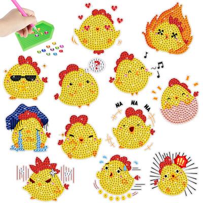 DIY-Diamant-Gemälde-Aufkleber, einfach zu verwenden, handgefertigt, Cartoon-Motiv, kleines gelbes Huhn, Diamant-Kunst, stark