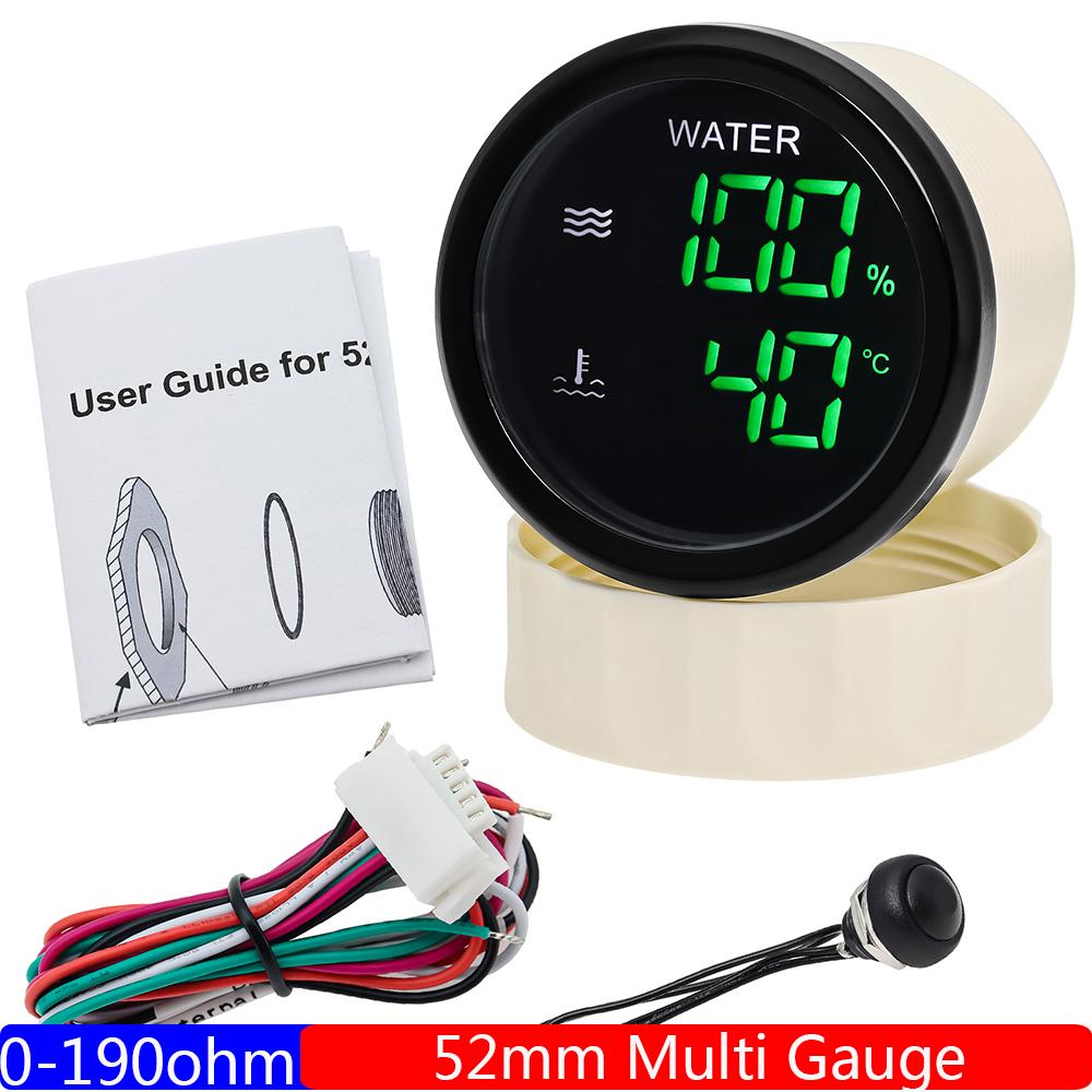 

Digital 2In1 Dual 52mm Gauge with Alarm 0-190OHM Water Level Sensor for Water Level Meter+Water Temp Gauge AutoCar 12V24V Gauge without Sensor