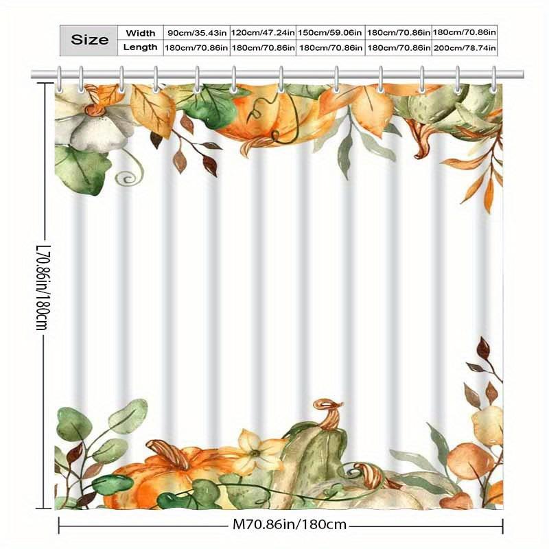 Minimalistischer Herbstkürbis Duschvorhang, Elegant & Beschlagfrei, Polyester, Lebendiges Herbstlaub-Design, Haken Inklusive