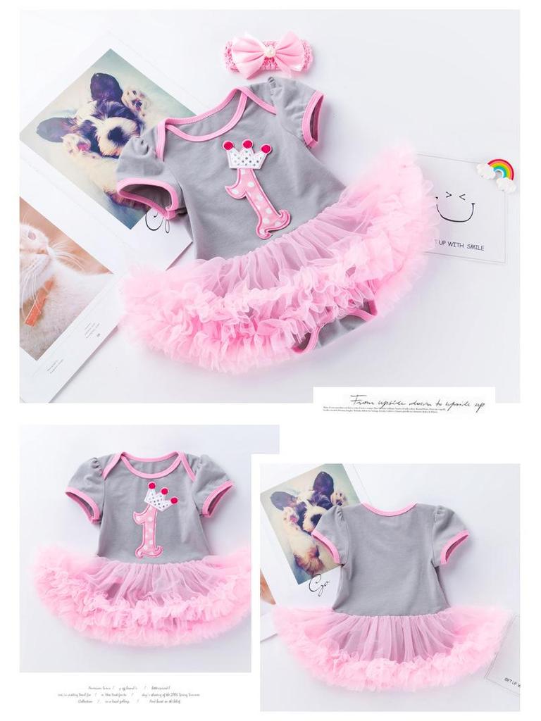 Summer Princess Short-Sleeved Dress for Baby Girls, Infant Birthday Outfit, 0-2 Years