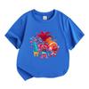 Kids Boys Girls 100% Cotton Crew Neck Short Sleeve T-Shirt, Cute Cartoon Troll Character Printed Casual Soft Lightweight Tee for Daily Wear Holiday Pa