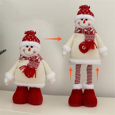 Telescopic Doll Christmas Doll Ornaments Cartoon Knitted  Old Man Snowman Elk Decorative Ornaments