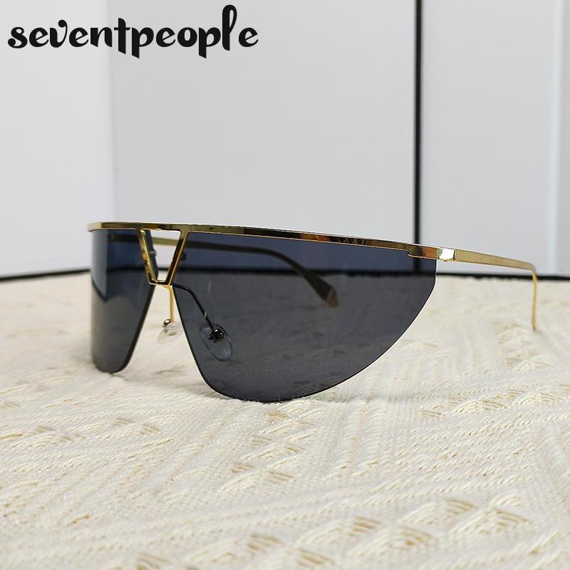 Sports Steampunk Shield Sunglasses Women Men Luxury Brand Design Y2K Punk Goggle Sun Glasses For Male Semi-Rimless Eyewear