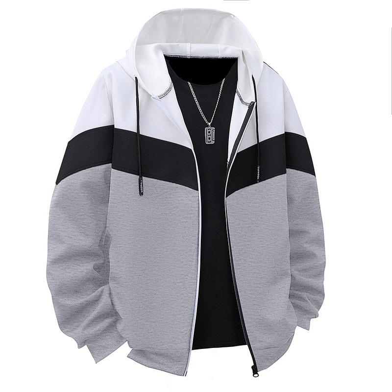 Spring and Autumn Sports Men's Color Blocked Long Sleeves Hoodie Running Casual Coat
