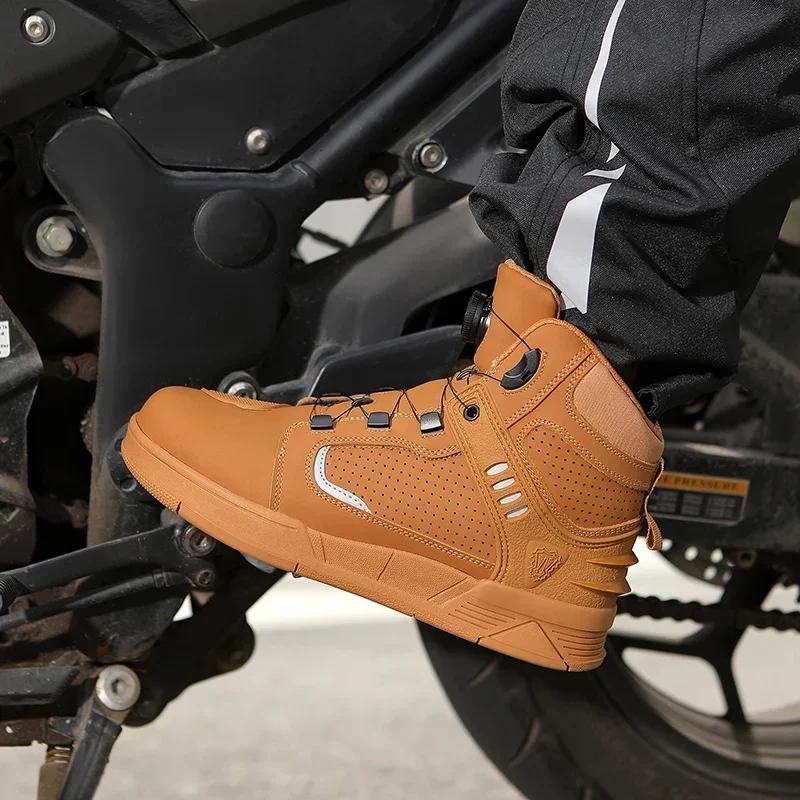 2026 New Four Seasons Motorcycle Riding Shoes Breathable and Anti Drop Knight Motorcycle Boots Road Racing Boots