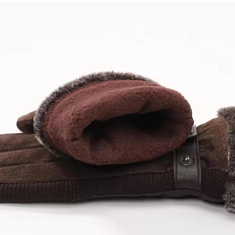 Outdoor Motorcycle Riding Gloves Men Winter Warm Velvet Full Finger Leather Gloves Touch Screen Waterproof Cold Resistant Gloves