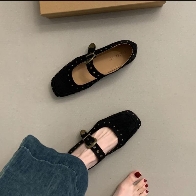 

New Women s Suede Flats Loafers Women Marie Jane Shoes Square Toe Ballet Dance Shoes Fashion Luxury Dress Shoes 2025 35