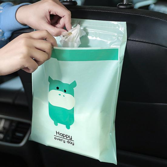 15Pcs Garbage Bag Self-adhesive Waterproof Leakproof No Residue Cute Chick Pattern Disposable Car Trash Pouch Daily Use