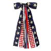 Large Patriotic Star Ribbon Bow 4th of July Red White And Blue Plaid Bow Clip Wreath Sash Ribbon for Indoor Outdoor Memorial Day Decor