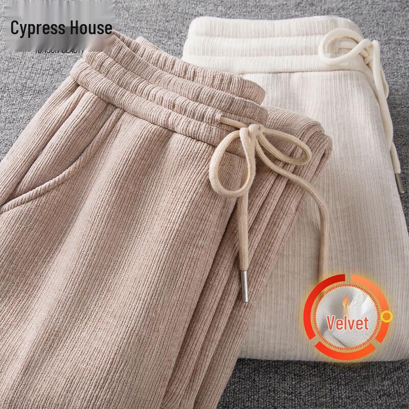

Women s Fleece-Lined Drawstring Wide-Leg Casual Pants M