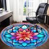 1pc Stained Glass Mandala Office Round Area Rug, Indoor Mat Suitable ForOffice, Under Office Chairs Bedroom Living Room Home Decor, Room Deco q019