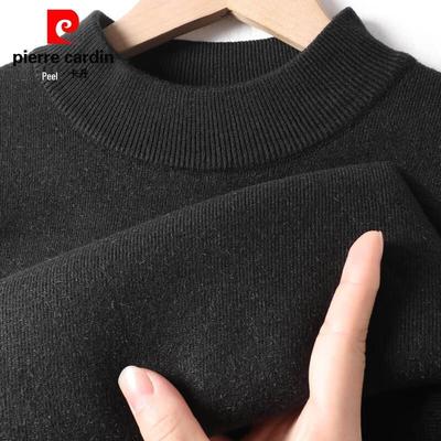 Pierre Cardin Men's Fleece-Lined Semi-High Collar Pullover Sweater
