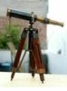Brass Telescope With Wooden Tripod Stand Maritime Nautical Vintage Desk Décor